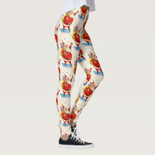 Mid Century Santa Claus Cute Party Women's Leggings