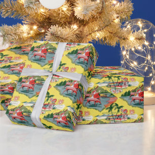 Mid-Century Santa Claus Florida Trailer  Wrapping Paper
