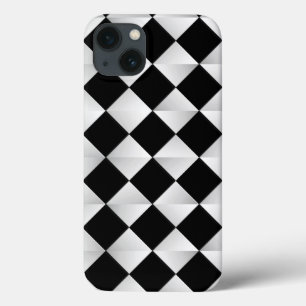 Mid-Century Satin Diamonds - black and white iPhone 13 Case