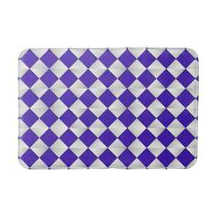 Mid-Century Satin Diamonds - cobalt and white Bath Mat