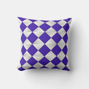 Mid-Century Satin Diamonds - cobalt and white Cushion