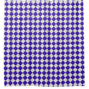 Mid-Century Satin Diamonds - cobalt and white Shower Curtain