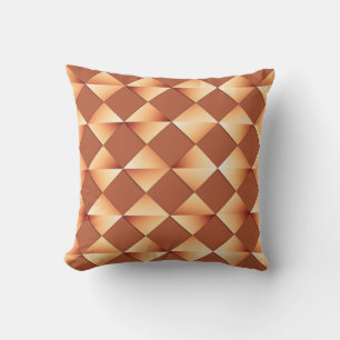 Mid-Century Satin Diamonds - copper and brown Cushion