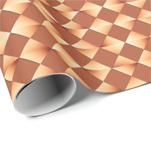 Mid-Century Satin Diamonds - copper and brown Wrapping Paper