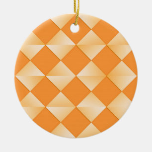 Mid-Century Satin Diamonds - mandarin orange Ceramic Tree Decoration