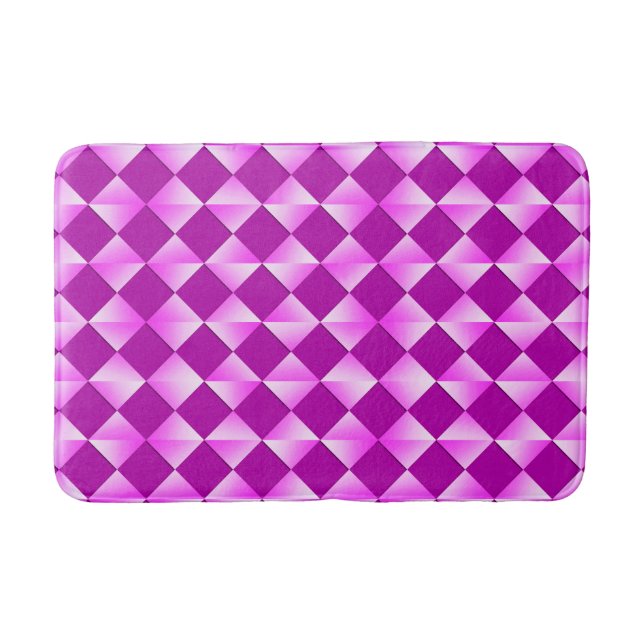 Mid-Century Satin Diamonds - violet and purple Bath Mat (Front)