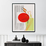 Mid-Century Scandinavian Boho Simple Red Sun Lake Poster<br><div class="desc">Transform any space with this stunning Mid-Century Scandinavian Boho Simple Red Sun Lake Canvas/Poster. This unique artwork features a beautiful red sun, strands of purple on the shore of a lake, and a stylised meadow with green grass, perfect for adding a touch of nature to your home decor. The minimalist...</div>