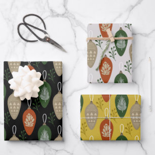 Mid Century Scandinavian Ornaments Wrapping Paper Sheet