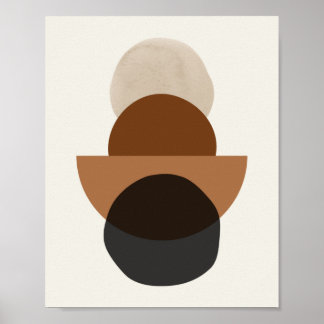 Mid century shapes brown beige black poster