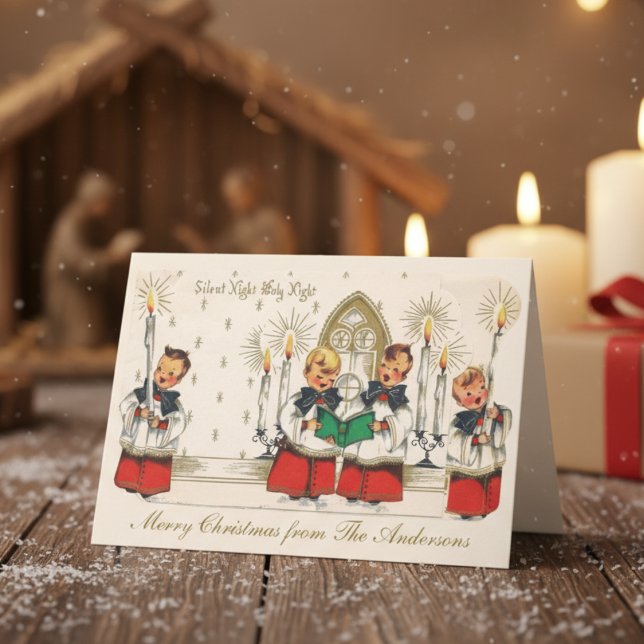 Mid-Century Silent Night Boys Choir Custom Holiday Card (Mid-Century Silent Night Boys Choir Custom Holiday Card)