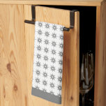 Mid-Century Silver Starburst Pattern Tea Towel<br><div class="desc">Brighten up your kitchen with this stylish mid-century modern kitchen towel. This design features a silver starburst pattern on a crisp white background; framed in grey.</div>