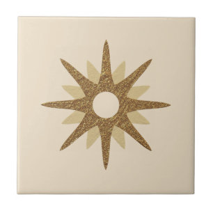 Mid-Century Single Gold Starburst Tile