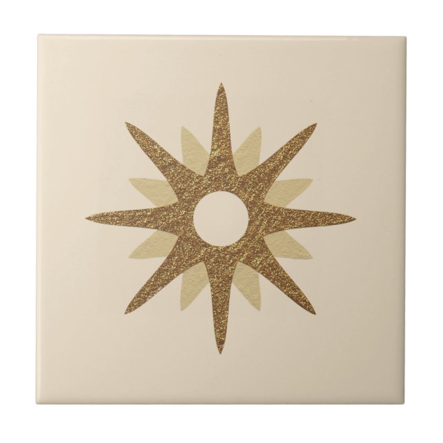 Mid-Century Single Gold Starburst Tile (Front)