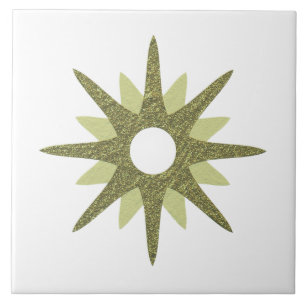 Mid-Century Single Green Starburst Large Tile
