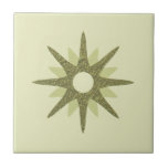 Mid-Century Single Green Starburst Tile<br><div class="desc">Mid-century modern inspired design featuring a single vintage retro green starburst on a light green background. Simple, clean modern design. Create your own custom tile by uploading a new image, or use the "message" button to contact the designer for help. To create your own design: 1. Select personalise this template....</div>