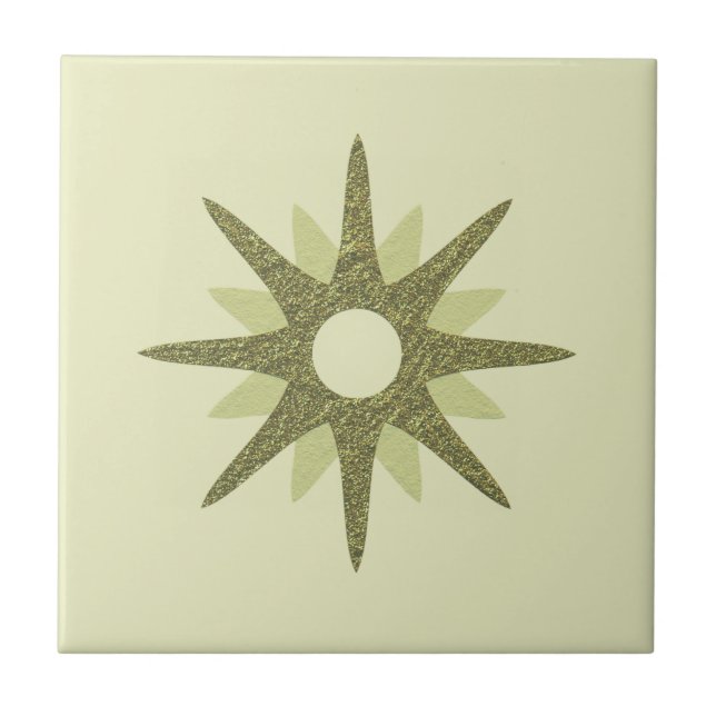 Mid-Century Single Green Starburst Tile (Front)