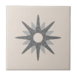 Mid-Century Single Silver Starburst Ceramic Tile<br><div class="desc">Mid-century modern inspired design featuring a single vintage retro silver starburst on a light bone-coloured background. Simple, clean modern design. Create your own custom tile by uploading a new image, or use the "message" button to contact the designer for help. To create your own design: 1. Select personalise this template....</div>