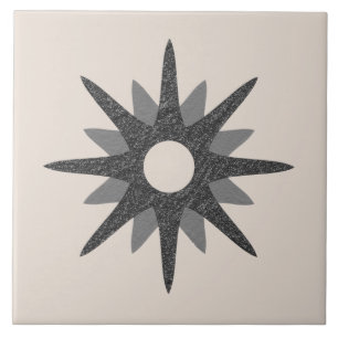 Mid-Century Single Silver Starburst   Large Tile