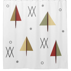 Mid Century Snowy Forest Shower Curtain