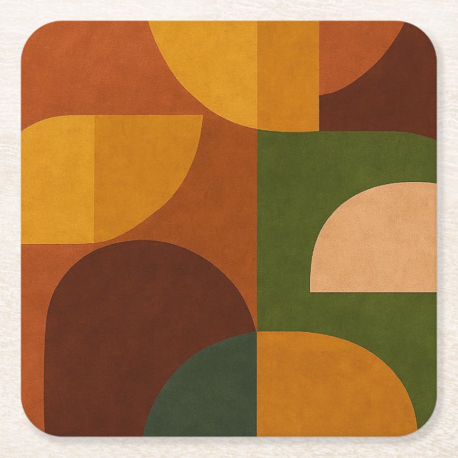 Mid-Century Soul Pattern Square Paper Coaster (Front)