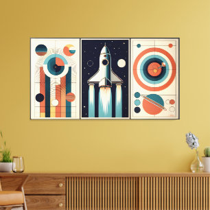 Mid Century Space Age Art Galaxy Navigation Canvas Print