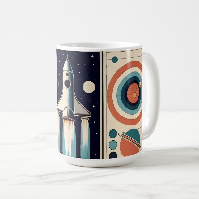 Mid Century Space Age Art Galaxy Navigation Coffee Mug (Front Right)