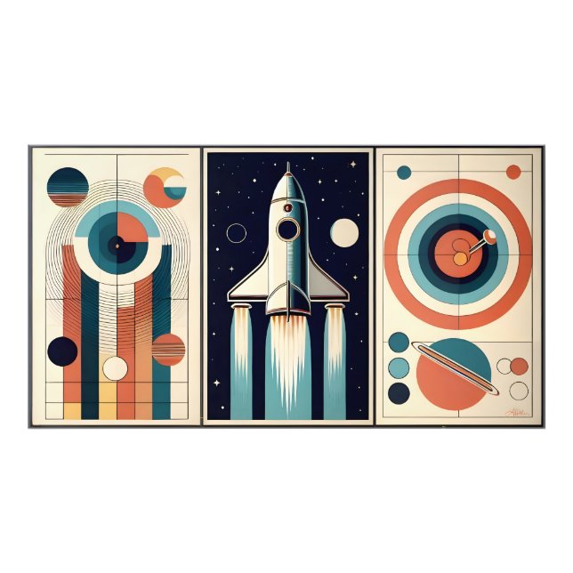 Mid Century Space Age Art Galaxy Navigation Photo Print (Front)