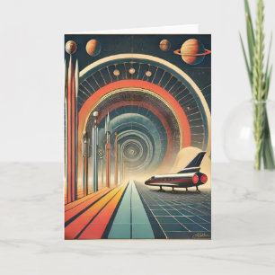Mid Century Space Age Art Wormhole Port Card