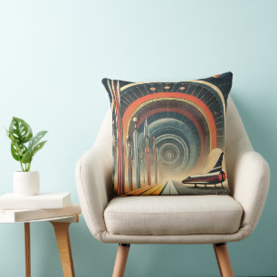 Mid Century Space Age Art Wormhole Port Cushion