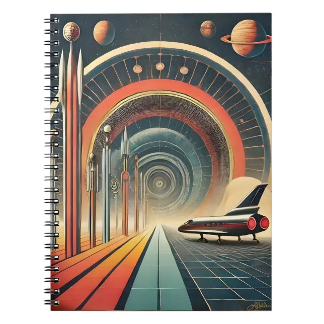 Mid Century Space Age Art Wormhole Port Notebook (Front)