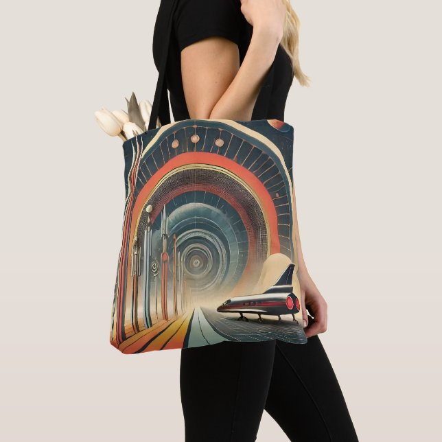 Mid Century Space Age Art Wormhole Port Tote Bag (Close Up)