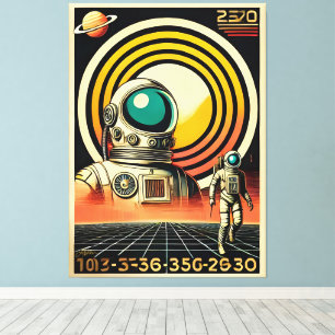 Mid Century Space Age Astronaut Landing Art  Canvas Print