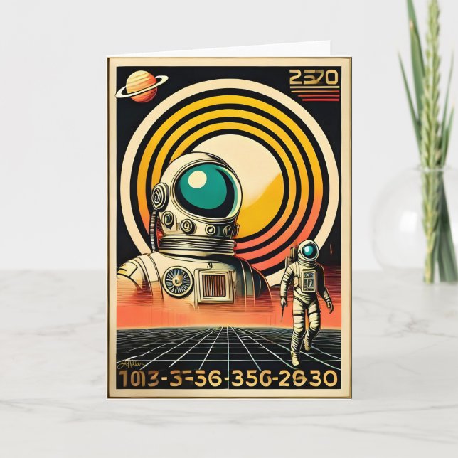 Mid Century Space Age Astronaut Landing Art  Card (Front)