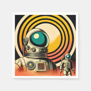 Mid Century Space Age Astronaut Landing Art  Napkin
