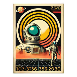 Mid Century Space Age Astronaut Landing Art  Photo Print
