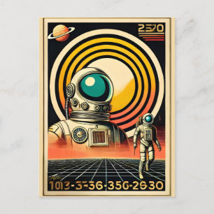 Mid Century Space Age Astronaut Landing Art  Postcard