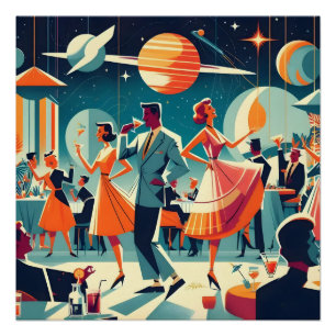 Mid Century Space Age Cocktail Party Poster
