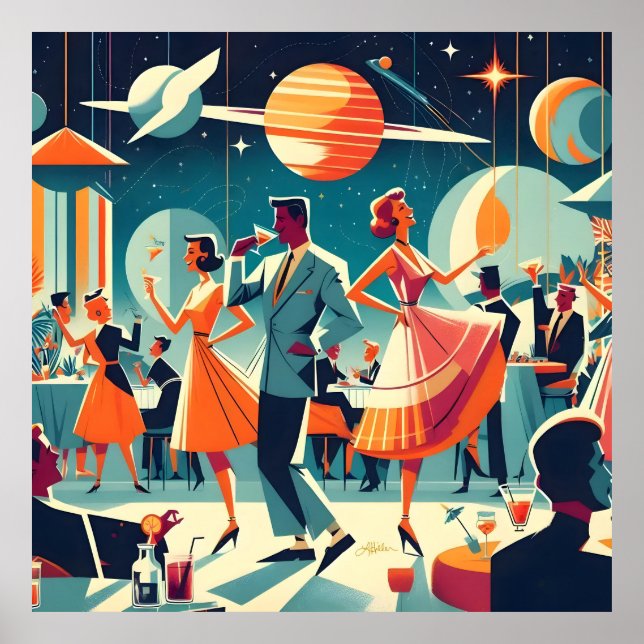 Mid Century Space Age Cocktail Party Poster (Front)