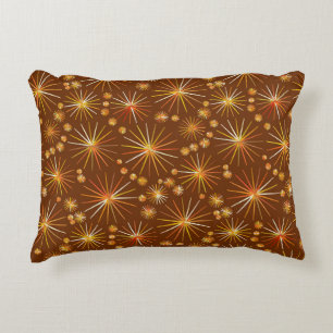 Mid Century Sputnik pattern, Chocolate Brown Decorative Cushion