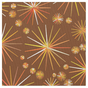 Mid Century Sputnik pattern, Chocolate Brown Fabric