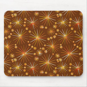 Mid Century Sputnik pattern, Chocolate Brown Mouse Mat
