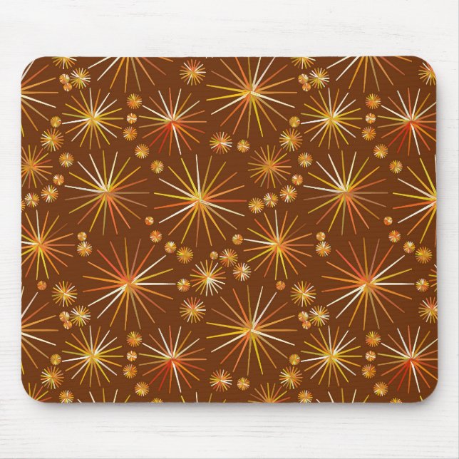 Mid Century Sputnik pattern, Chocolate Brown Mouse Mat (Front)