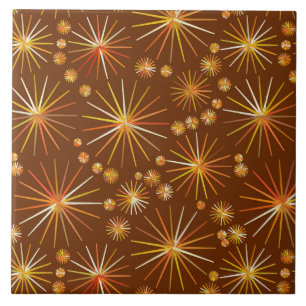 Mid Century Sputnik pattern, Chocolate Brown Tile