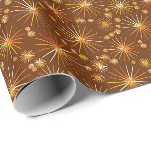 Mid Century Sputnik pattern, Chocolate Brown Wrapping Paper