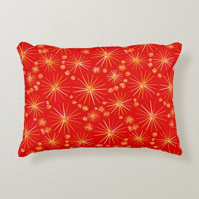 Mid Century Sputnik pattern, Deep Red Decorative Cushion (Front)