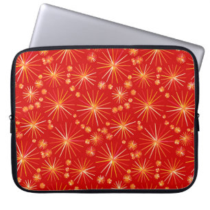 Mid Century Sputnik pattern, Deep Red Laptop Sleeve