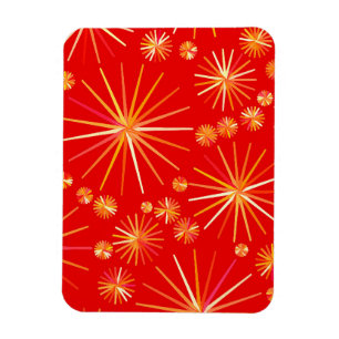 Mid Century Sputnik pattern, Deep Red Magnet