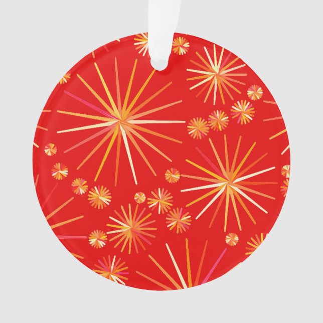 Mid Century Sputnik pattern, Deep Red Ornament (Front)
