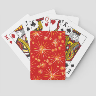 Mid Century Sputnik pattern, Deep Red Playing Cards