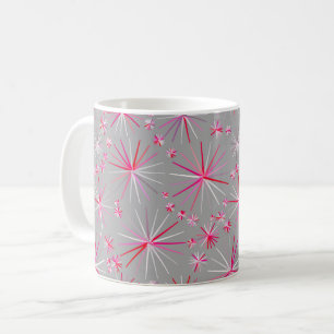 Mid Century Sputnik pattern, Grey and Fuchsia Coffee Mug